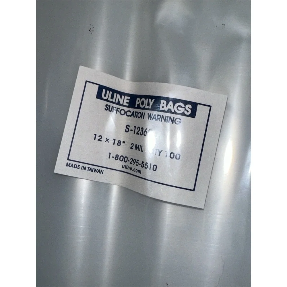 ULINE 2 MIL CLEAR INDUSTRIAL POLY BAGS 12 x 18